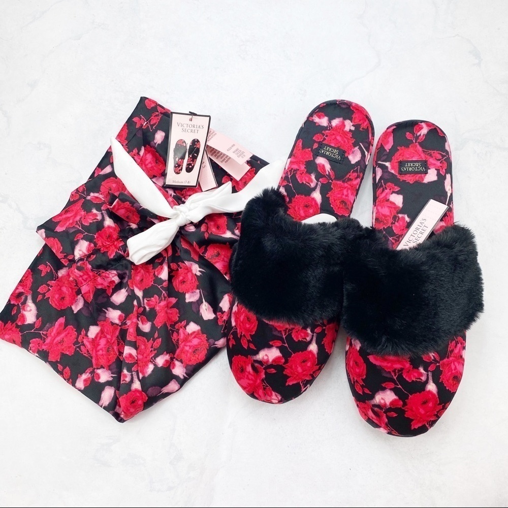 [Victoria’s Secret] Floral Satin Slippers